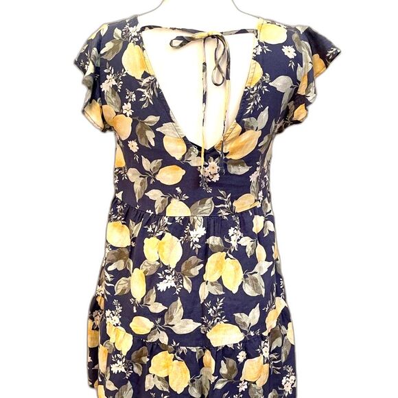 Abercrombie & Fitch Lemon Print Tiered Mini Dress - XSP - Picture 1 of 7